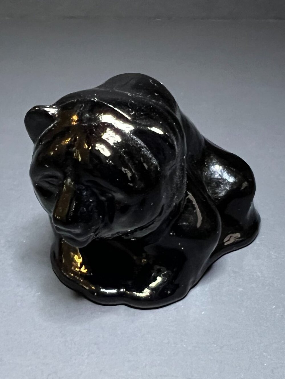 Rare VTG Cristallerie Zwiesel Black Amber Crystal Glass Grizzly Bear Figurine